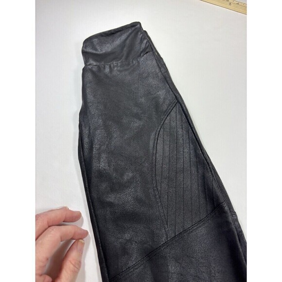 Calzedonia Faux Leather Front Panel Leggings with Moto Knee Detail Black Small - Picture 12 of 13